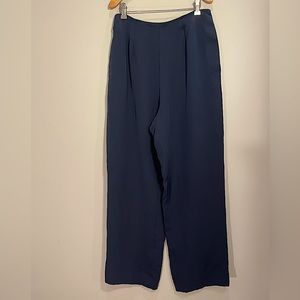 Peggy Jennings Navy Silk Pants/Trousers High Waist Wide Leg Women’s Size 10